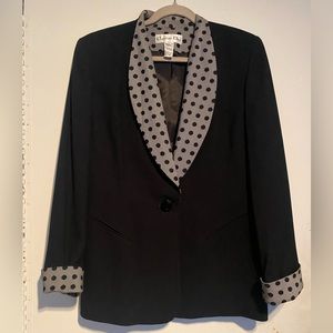 Christian Dior Vintage Black Blazer with Polka Dot Lapels
